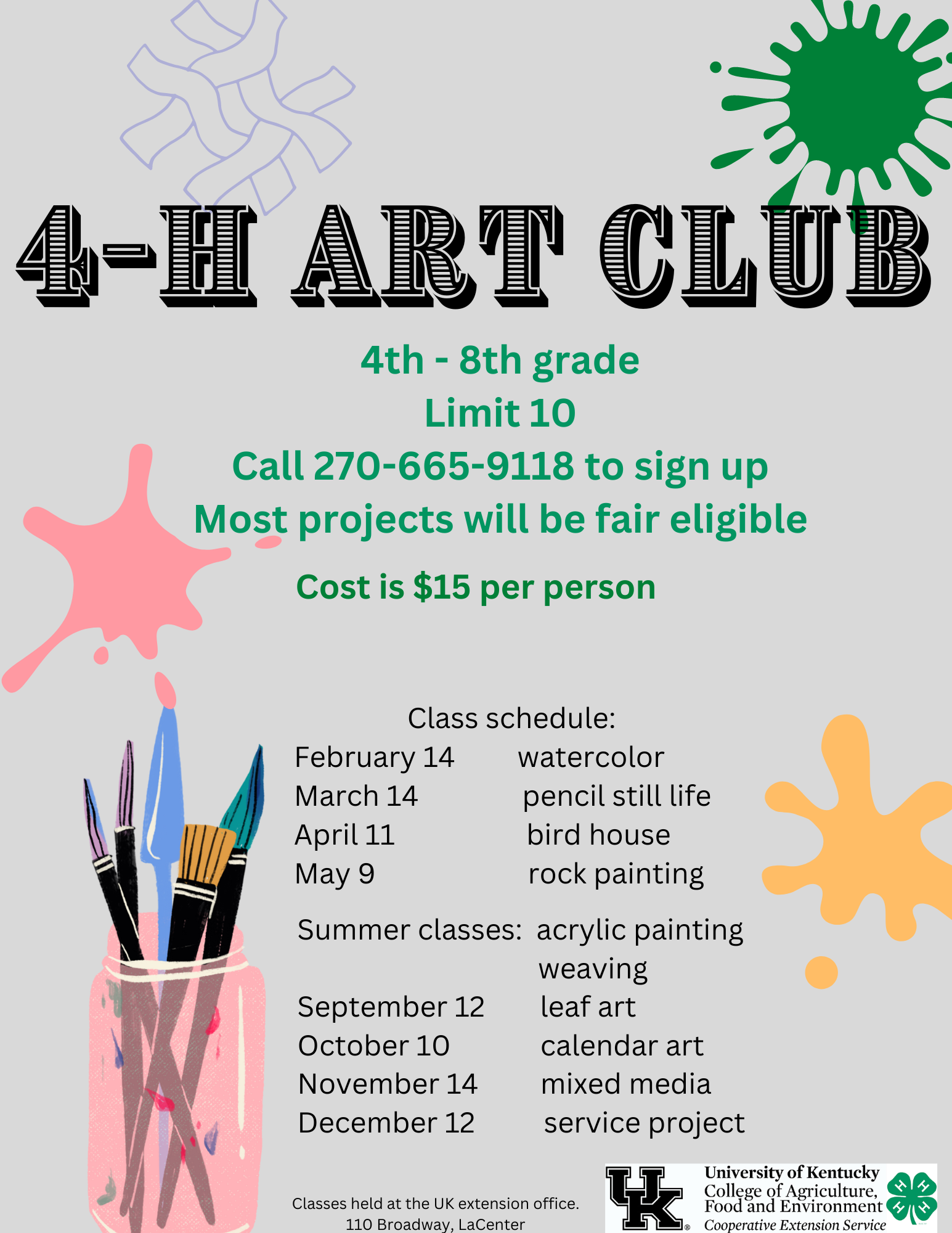 Ballard County 4-H Art club flyer