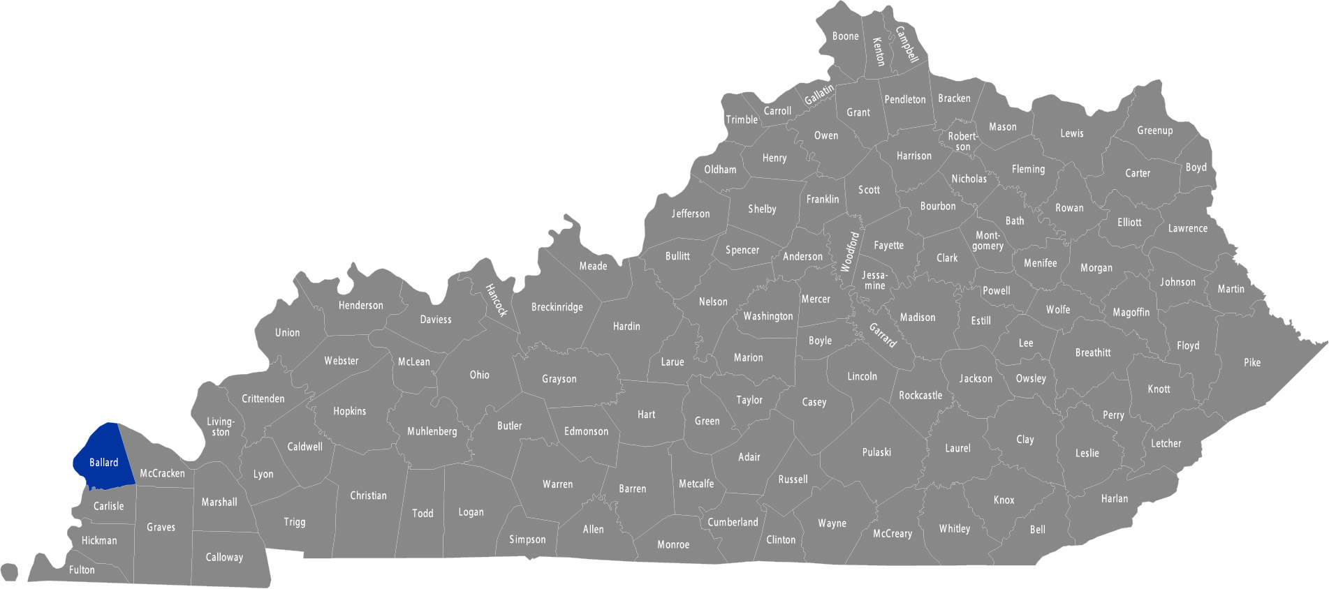 State of Kentucky map with Franklin County highlighted